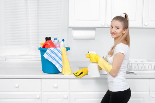 Cleaning a high-traffic carpeted corridor in a Highbury business building