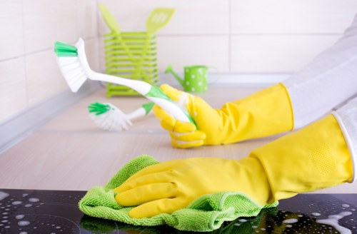 Communal hallway cleaning in a Highbury apartment block