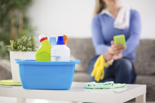 Commercial cleaning team working in a Highbury business premises