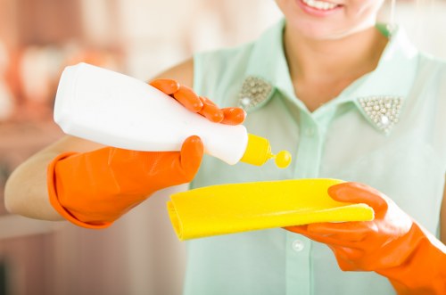 Preparation and cleaning setup for sofa upholstery care in Highbury