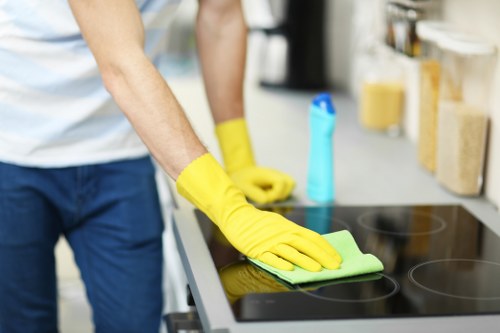 Cleaners Highbury deep cleaning a modern kitchen space