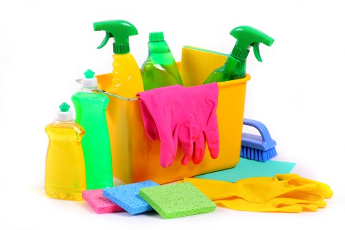 Supervisor checking equipment before a cleaning shift